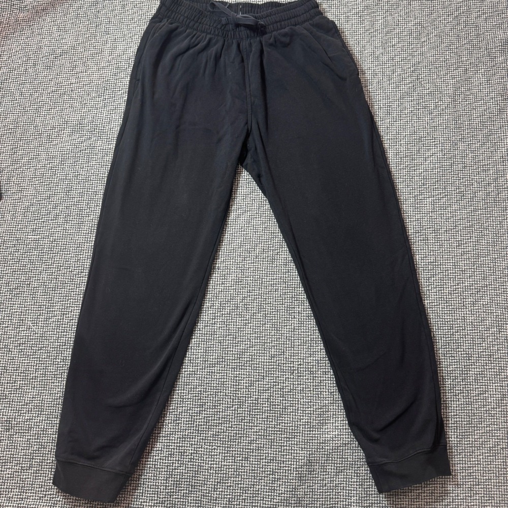 Mens Black Fleece Lined Joggers Drawstring Sweatpants Small